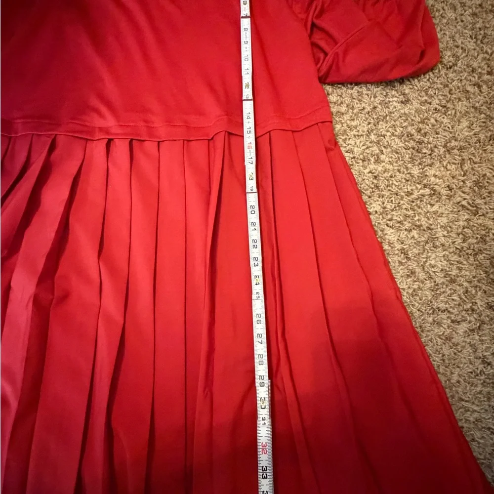 Moa Moa‎ Vibrant Red Women’s Pleated Babydoll  Dress NWT